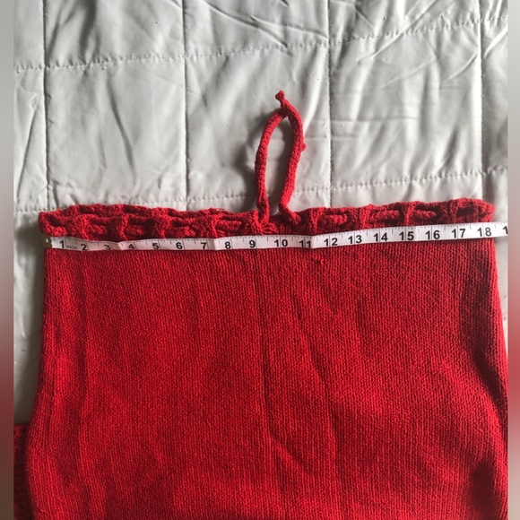 Womens Red Skirt, Hand Knit, Size 10-12, Classic Flair Eyelet Detail - Picture 7 of 12